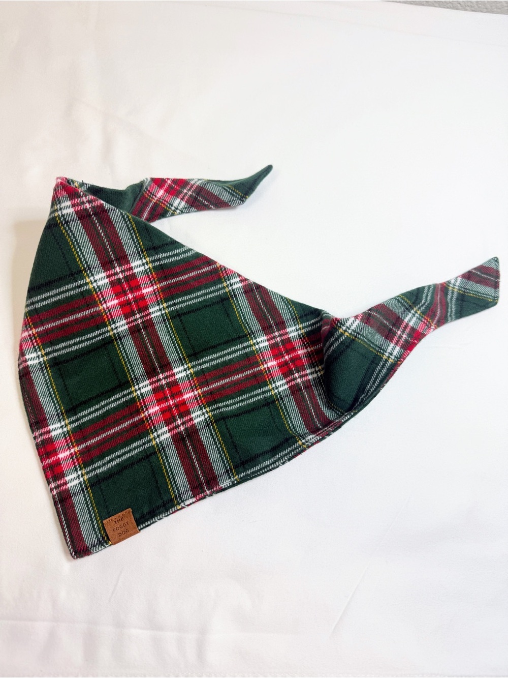 The Foggy Dog Green Red Tartan Plaid Christmas Dog Bandana M